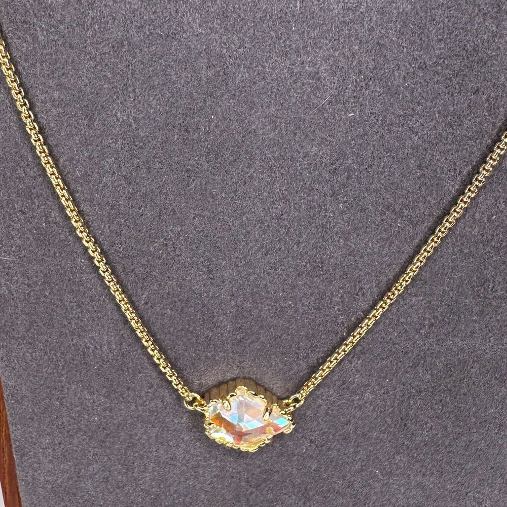 Kendra Scott Gold-Tone Iridescent Pendant Necklace 16-18” Adjustable NWT